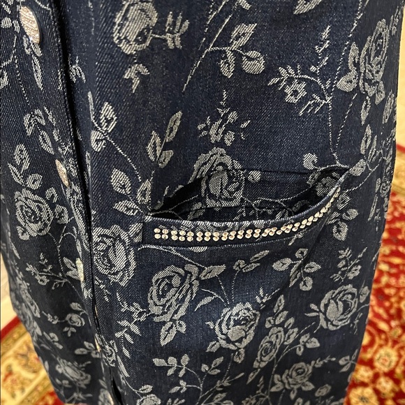 Eliza J Blue Floral Button-Down jeans Dress - Picture 6 of 16